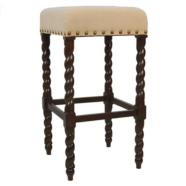 Carolina Cottage Carolina Cottage 3664-ESLN 30 in. Remick Bar Stool; Espresso & Linen 3664-ESLN - main